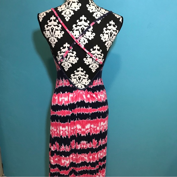 Tart Winslet Maxi Dress Tie Dye GUC Casual Criss Cross Back Woman’s Small S Sexy - Picture 9 of 16